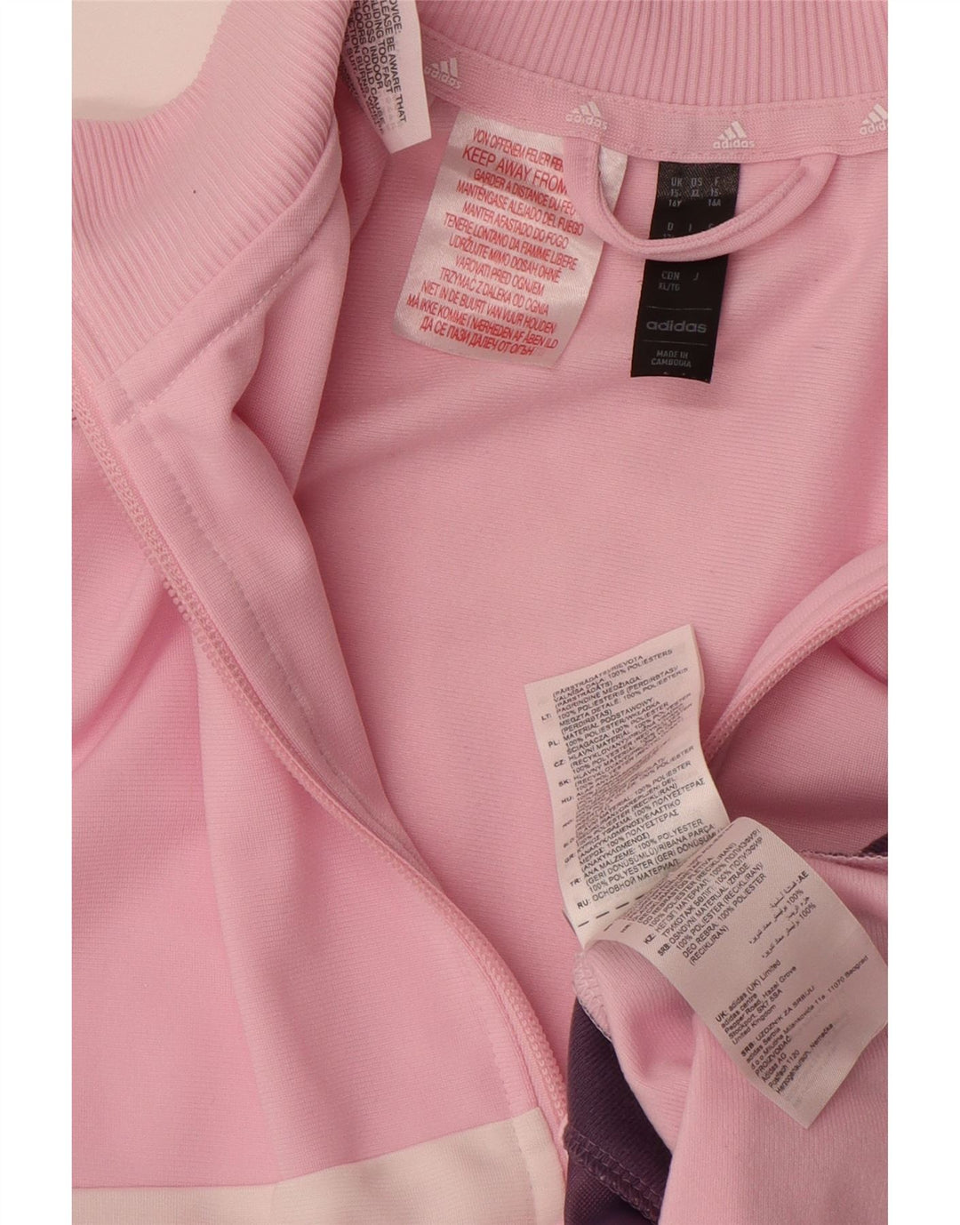 ADIDAS træningsjakke til piger 15-16 år Pink Colourblock Polyester