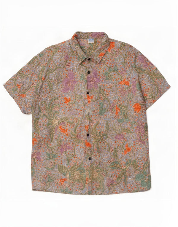 Vintage Mens Short Sleeve Shirt Medium Multicoloured Paisley Rayon