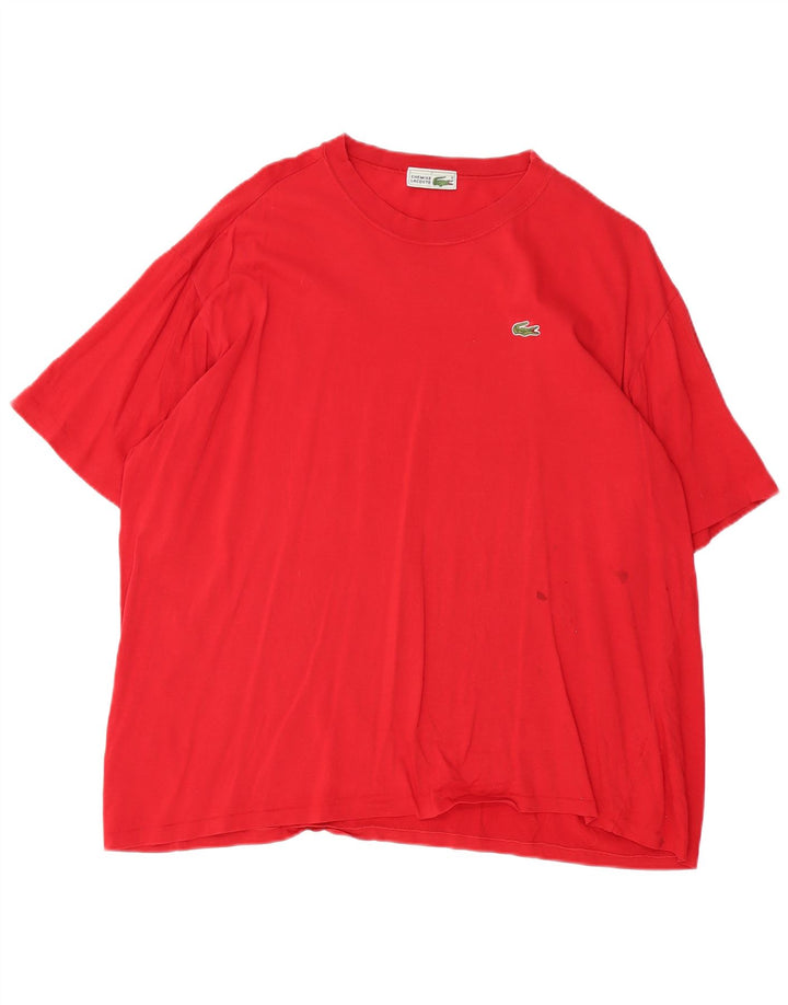 LACOSTE Herre T-Shirt Top Størrelse 7 2XL Rød Bomuld