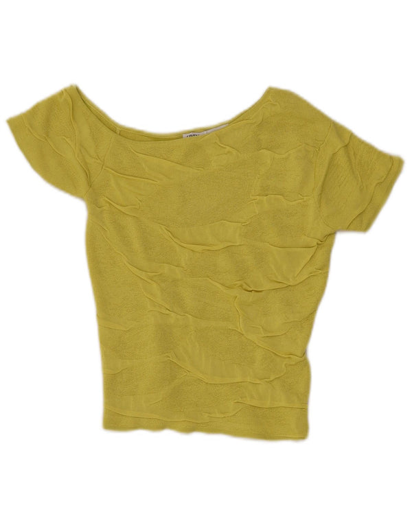 Zara Womens Crop Knit One Shoulder Top UK 8 Small Green Viscose