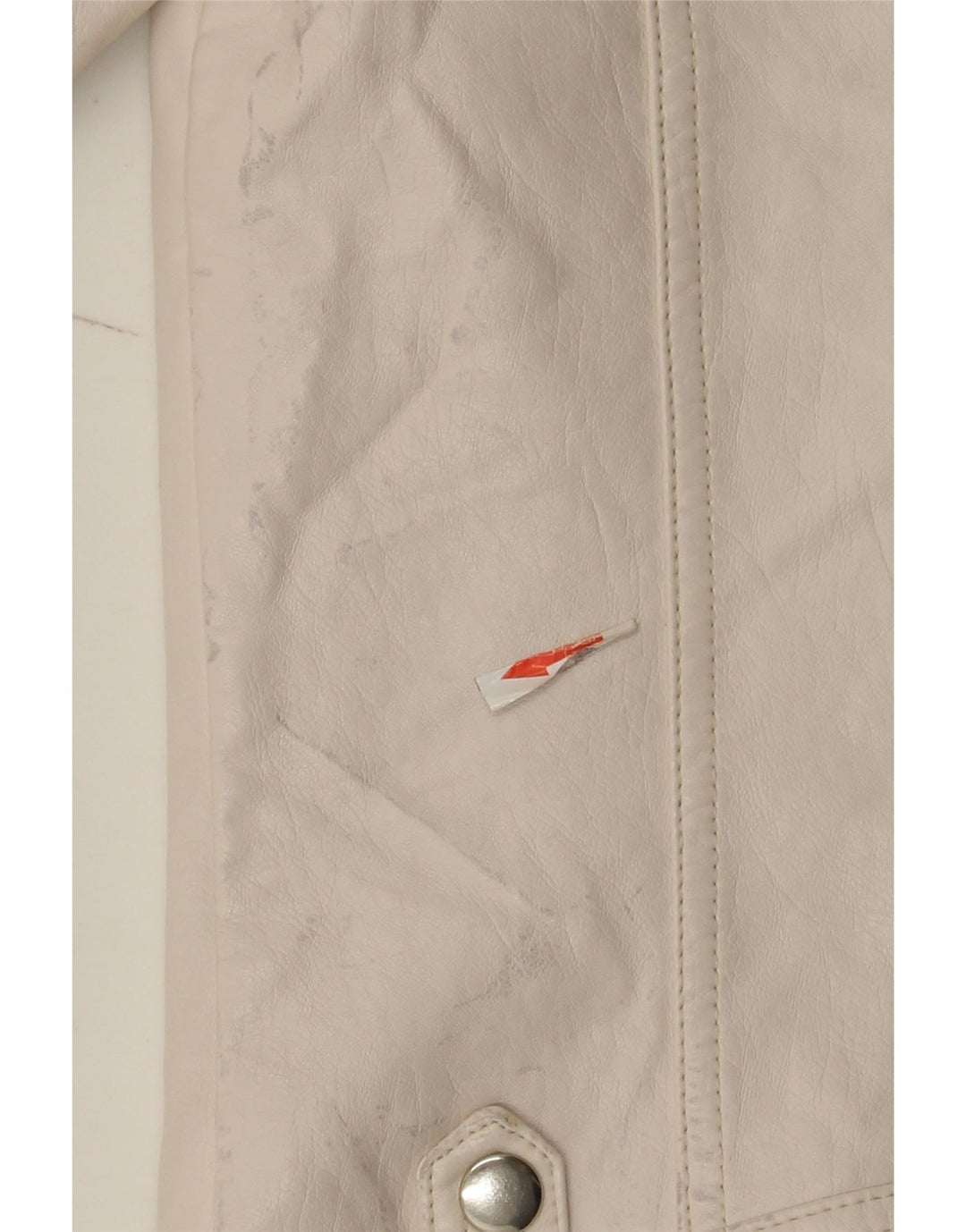 Topshop Biker-jakke i imiteret læder til kvinder UK 8 Small Off White Polyurethane