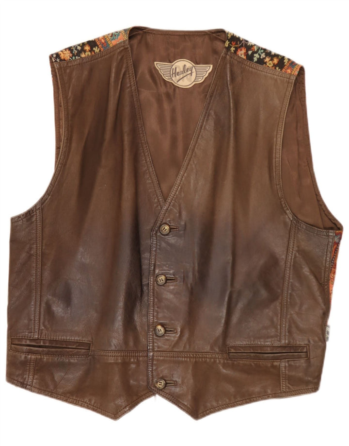 Vintage vest til mænd Stor brun geometrisk