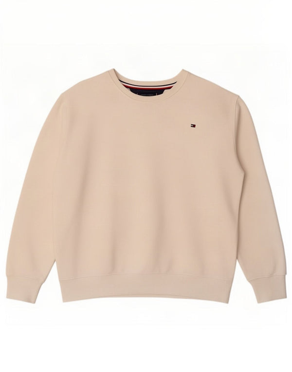 Tommy Hilfiger Womens Oversized Sweatshirt Jumper UK 14 Medium White Cotton