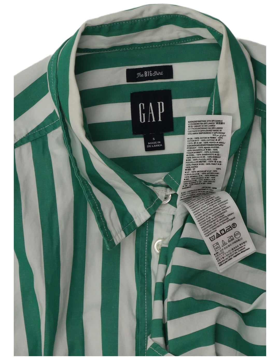 Gap Womens Big Shirt UK 10 Lille grøn stribet bomuld