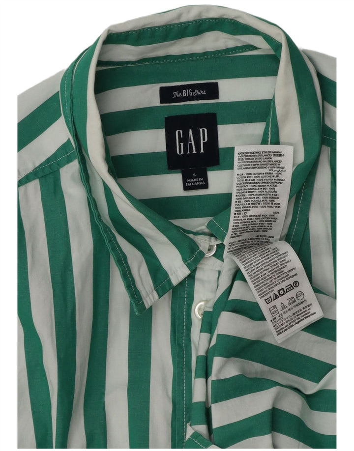 Gap Womens Big Shirt UK 10 Lille grøn stribet bomuld