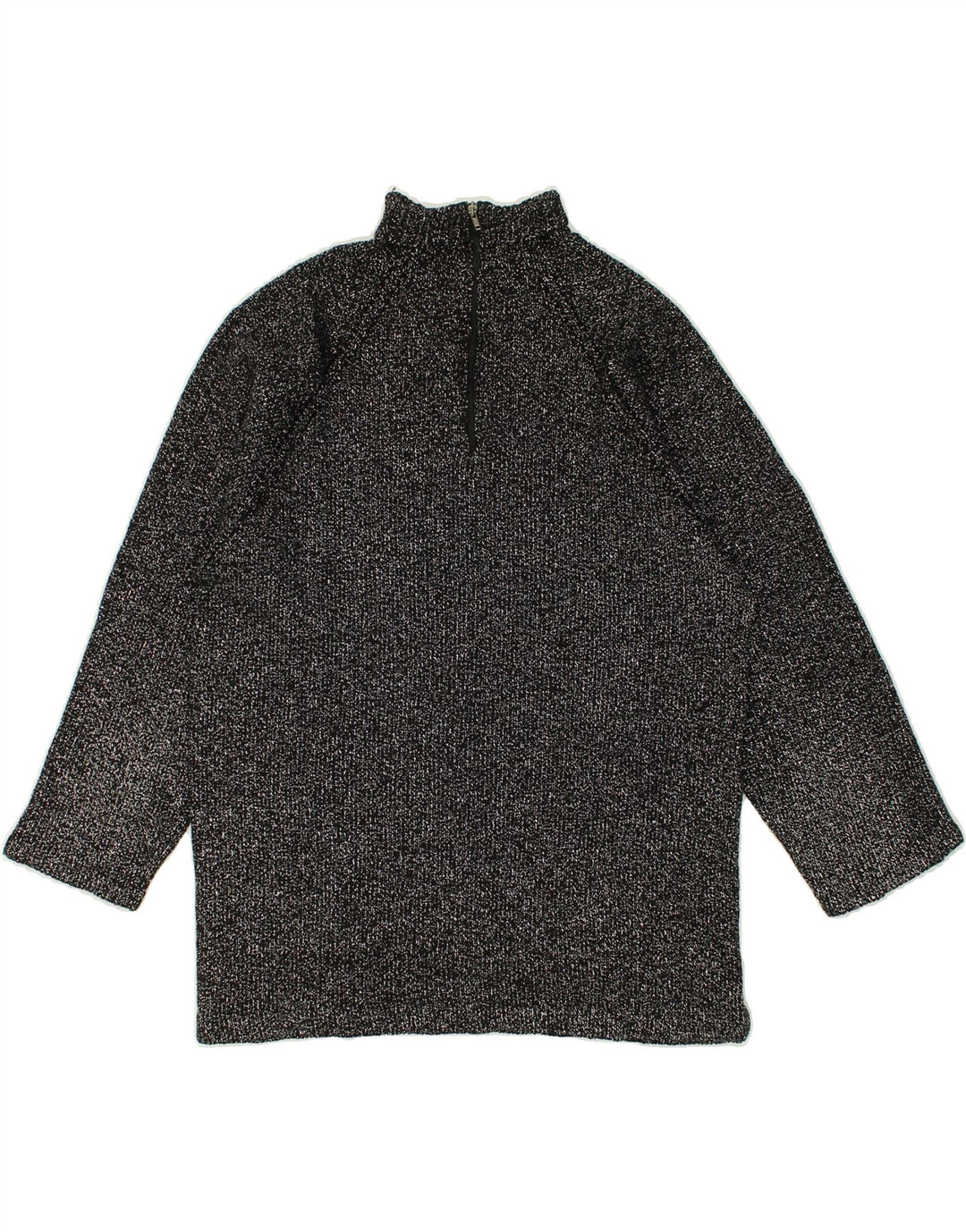 VINTAGE Womens Zip Neck Jumper Sweater UK 10 Small Black | Vintage Vintage | Thrift | Second-Hand Vintage | Used Clothing | Messina Hembry 