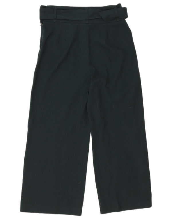 Zara Womens Wide Leg Cropped Trousers Medium W30 L25 Green Polyester