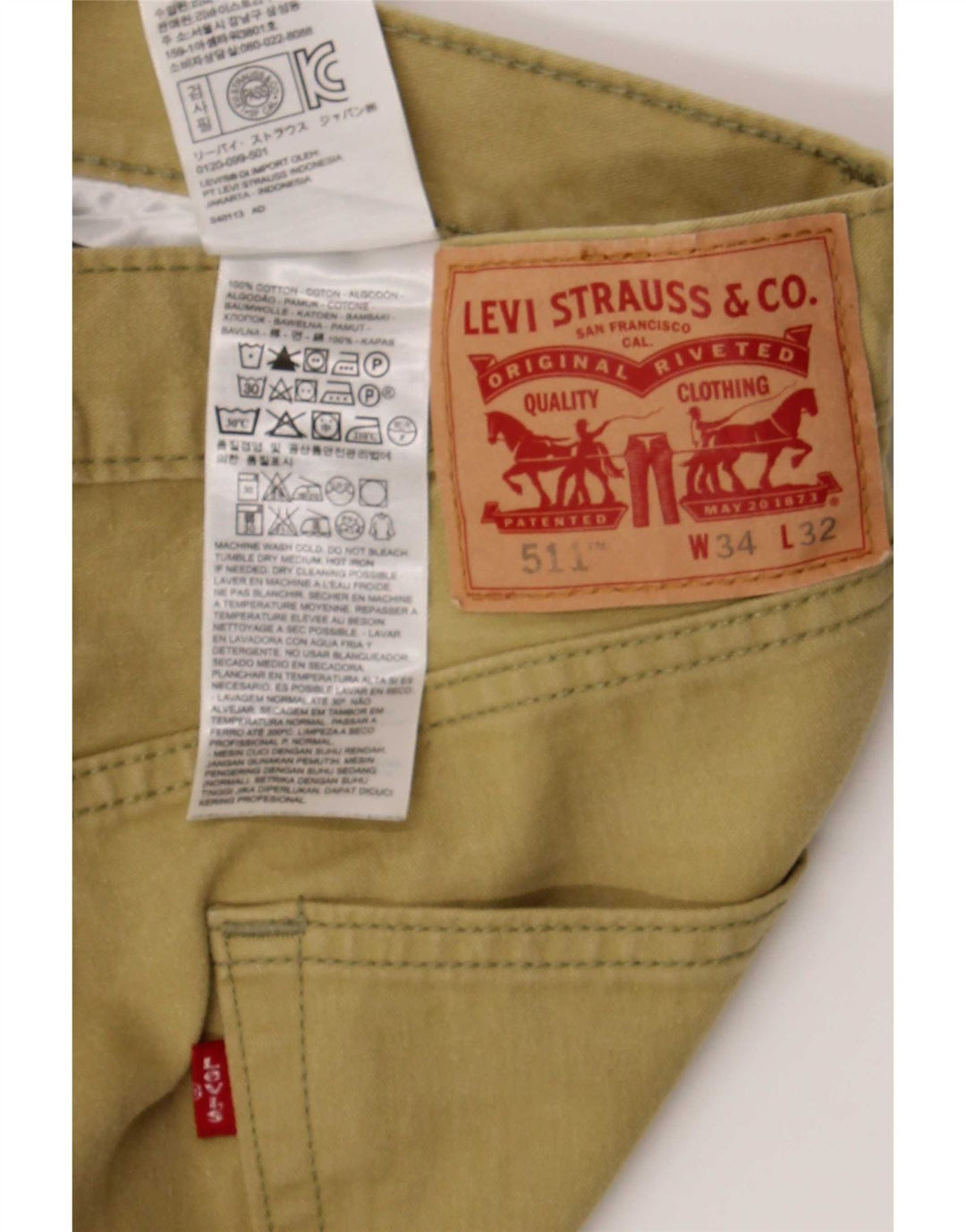 Levi's Herre 511 Slim Jeans W34 L32 Khaki Bomuld