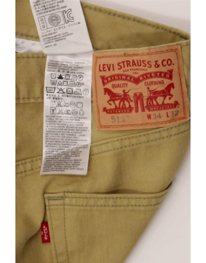 Levi's Herre 511 Slim Jeans W34 L32 Khaki Bomuld