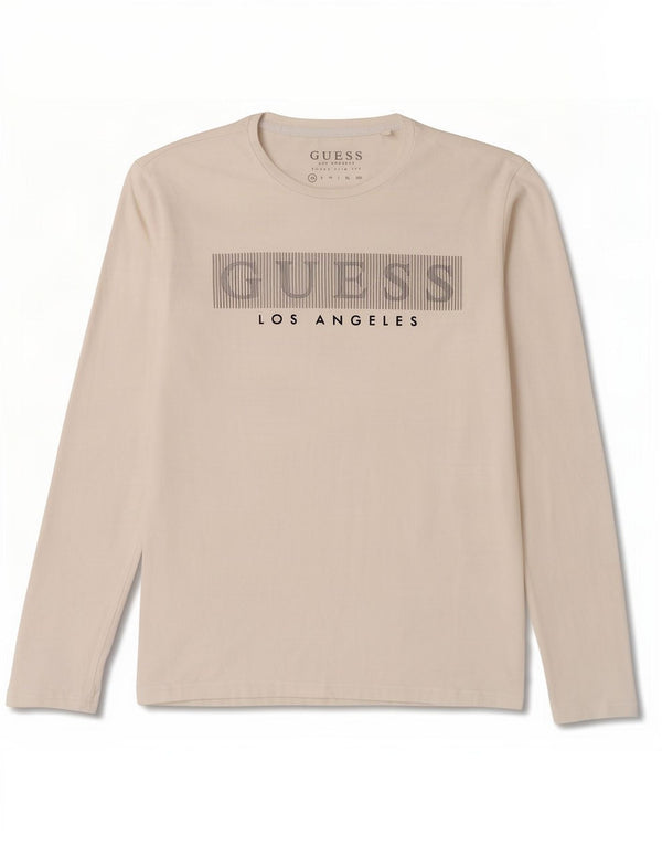 Guess Herre Grafisk Top Langærmet UK 32 XS Hvid Bomuld