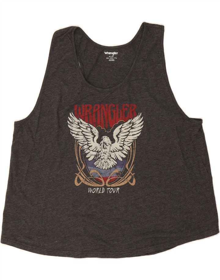 WRANGLER Womens Graphic Vest Top UK 22 3XL Grey Polyester Vintage Wrangler and Second-Hand Wrangler from Messina Hembry 