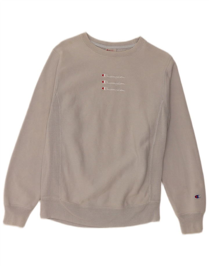 Champion Dame Grafisk Sweatshirt Jumper UK 10 Lille Grå Bomuld
