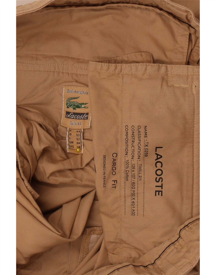 Lacoste Herre Cargo Shorts Størrelse 44 Large W34 Beige Bomuld