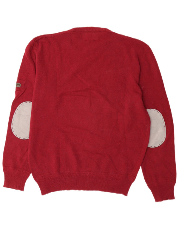 Avirex Herre Crew Neck Jumper Sweater XL Burgundy Virgin Wool