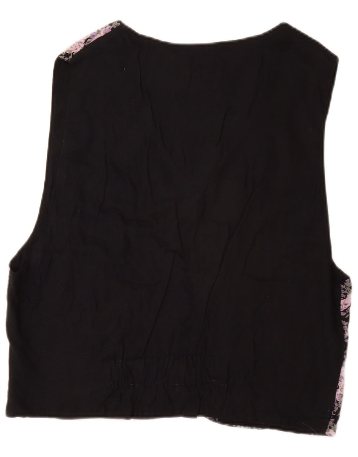 VINTAGE Herrevest IT 52/54 Large Black Floral Viscose