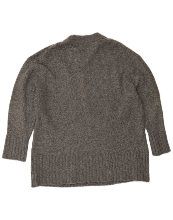 Zara Dame Oversized Crew Neck Jumper Sweater UK 14 Medium Grå Akryl