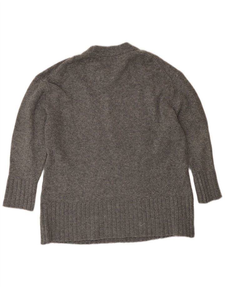 Zara Dame Oversized Crew Neck Jumper Sweater UK 14 Medium Grå Akryl
