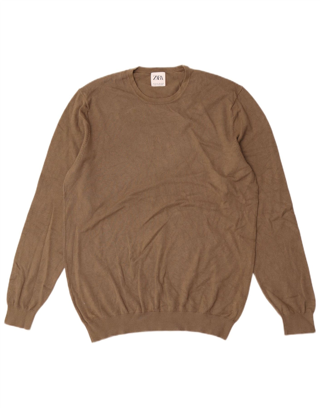Zara Herre trøjetrøje med rund hals Medium Khaki Viscose