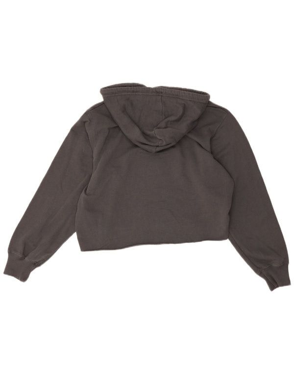 Hollister Dame Oversized Crop Graphic Hoodie Jumper UK 10 Small Grey