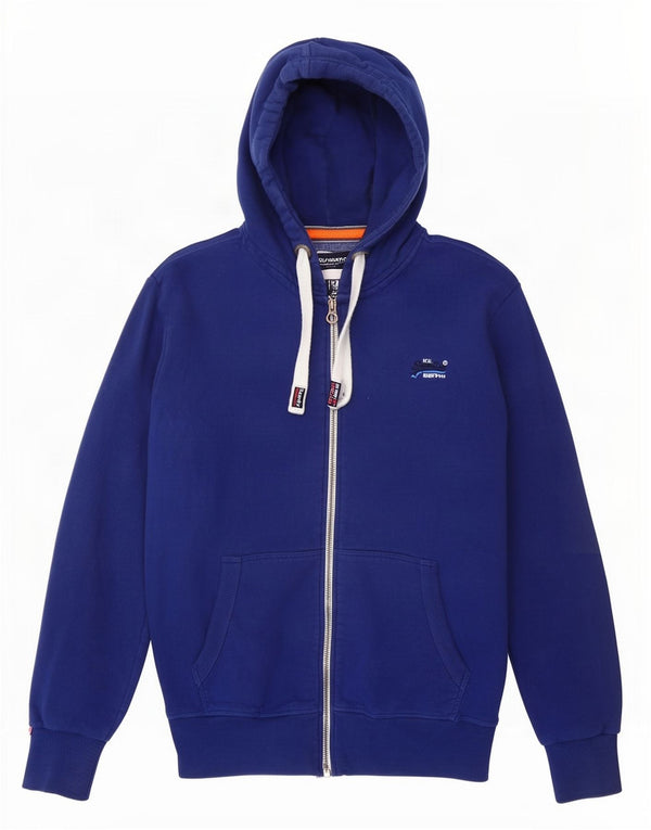 Superdry Mens Zip Hoodie Sweater 2XL Blue Cotton
