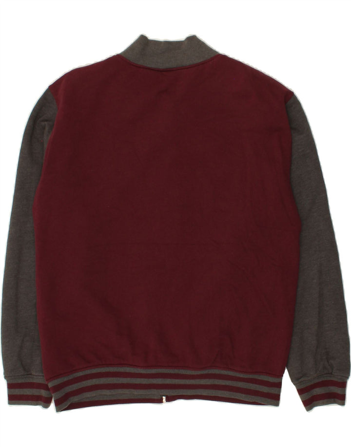 DC Mens Graphic Tracksuit Top Jacket Large Burgundy Colourblock Cotton Vintage DC and Second-Hand DC from Messina Hembry 