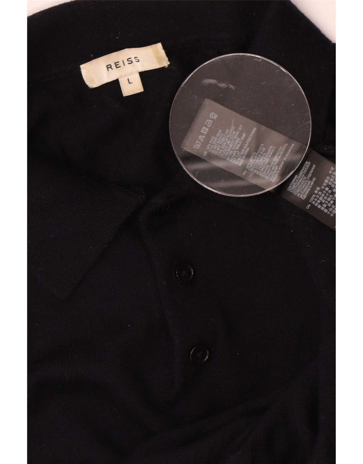 Reiss Herre Polo Neck Jumper Sweater Stor Marineblå Uld
