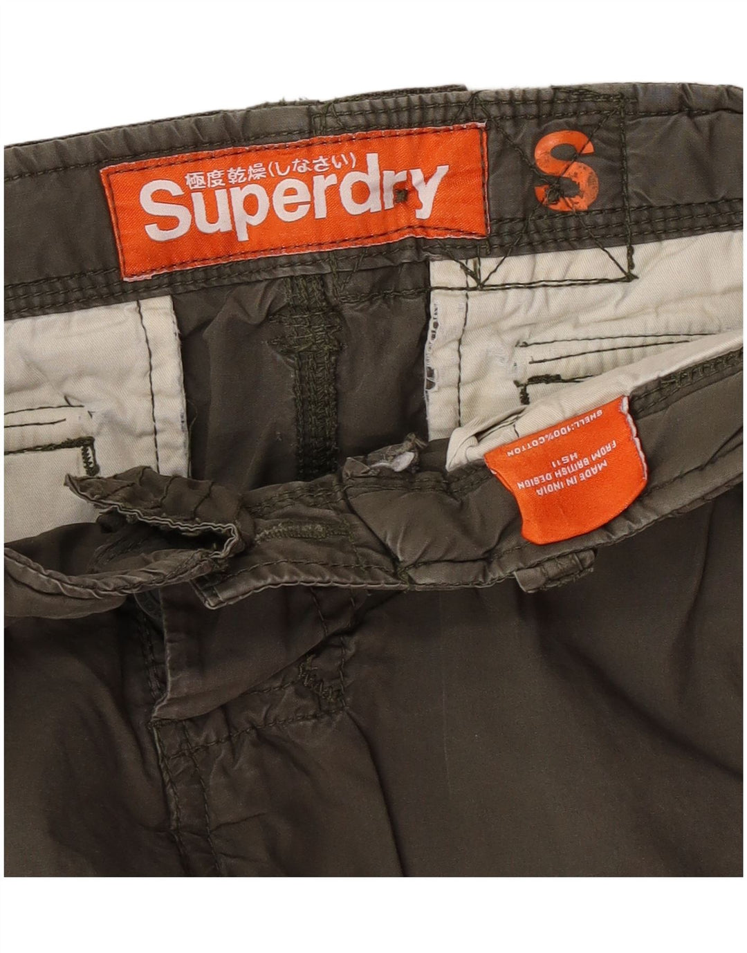 Superdry Herre Cargo Shorts Små W29 Khaki Bomuld