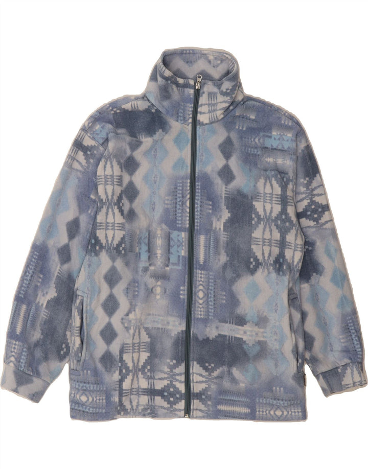 VINTAGE Womens Fleece Jacket UK 16 Large Blue Fair Isle Vintage Vintage and Second-Hand Vintage from Messina Hembry 