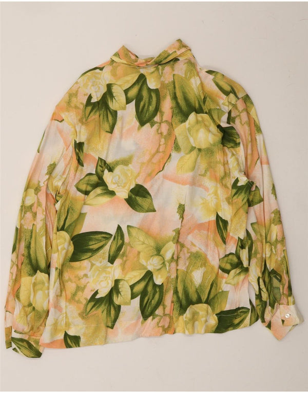 VINTAGE Dameskjorte UK 10 Small Yellow Floral