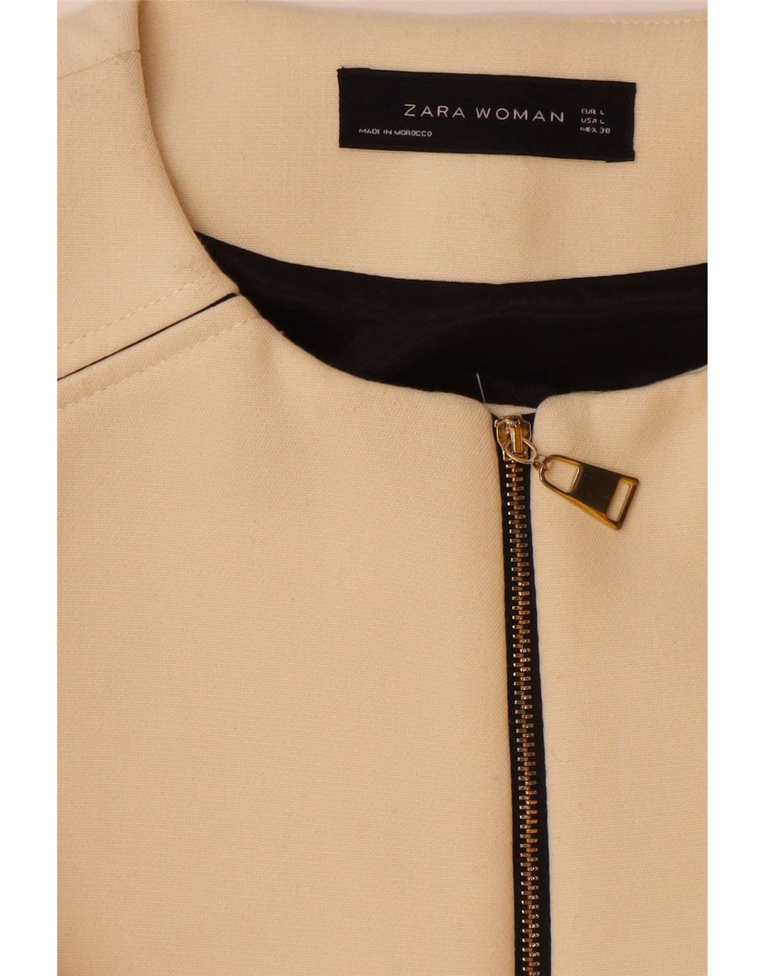 Zara Dame Overfrakke UK 16 Large Off White Polyester