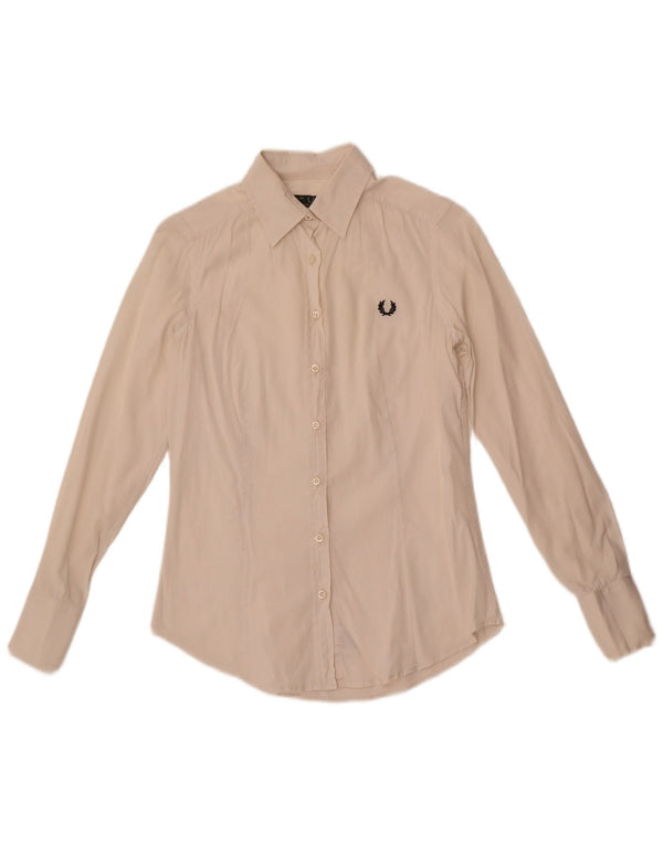 Fred Perry Dameskjorte UK 10 Lille hvid bomuld