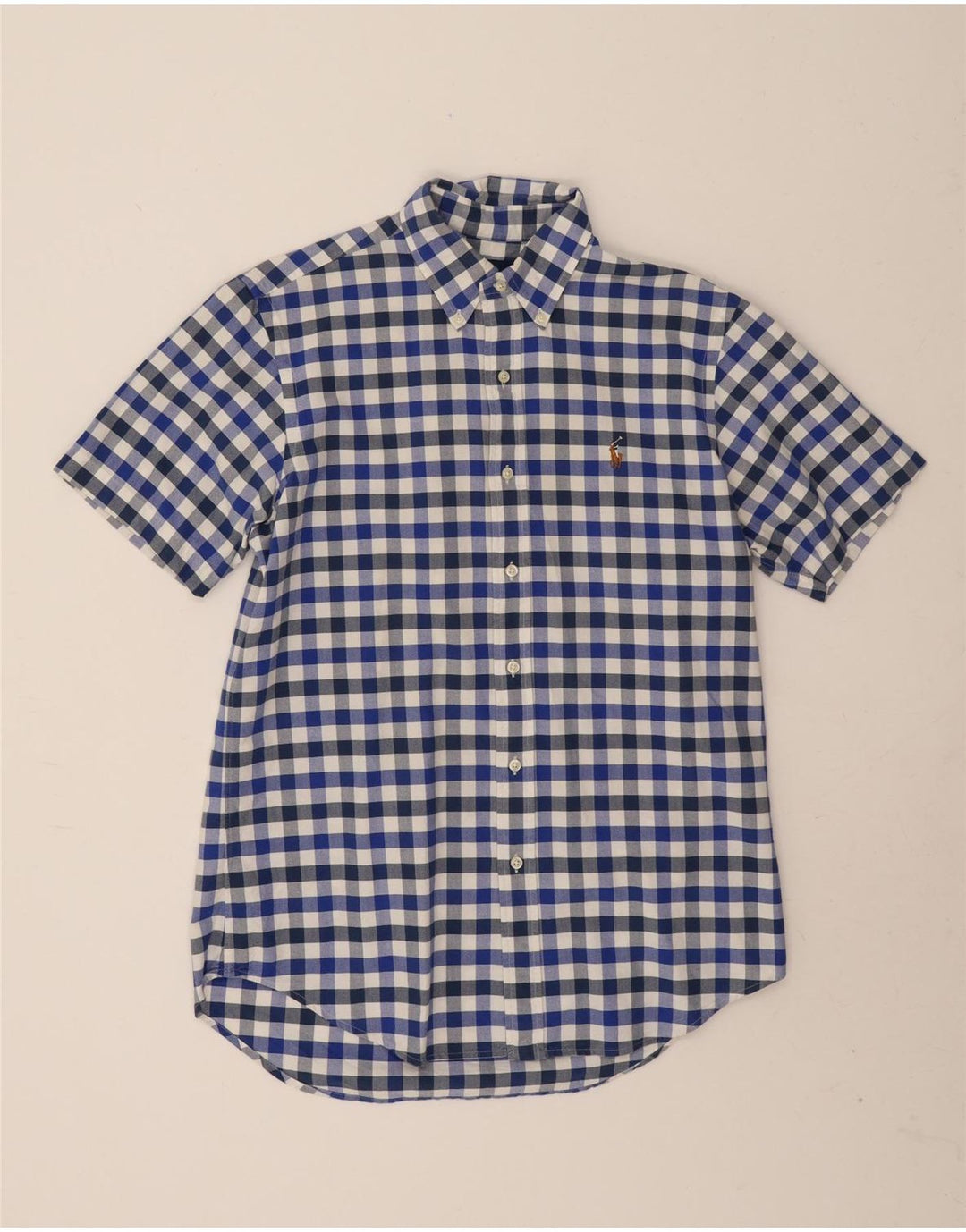 Ralph Lauren Kortærmet Herreskjorte Medium Blue Gingham Cotton