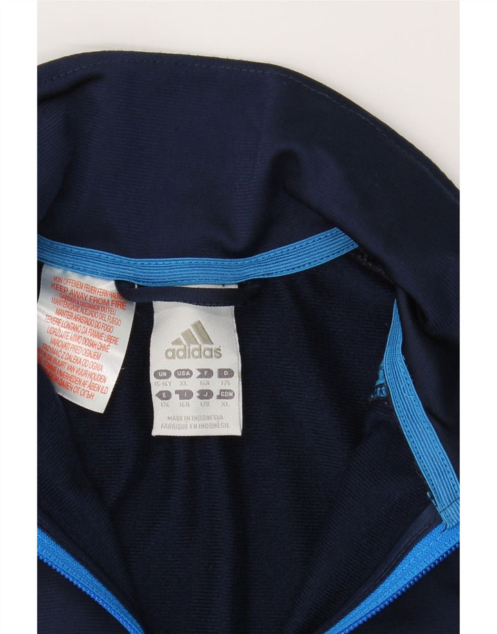 ADIDAS Boys Tracksuit Top Jacket 15-16 Years Navy Blue Polyester Vintage Adidas and Second-Hand Adidas from Messina Hembry 