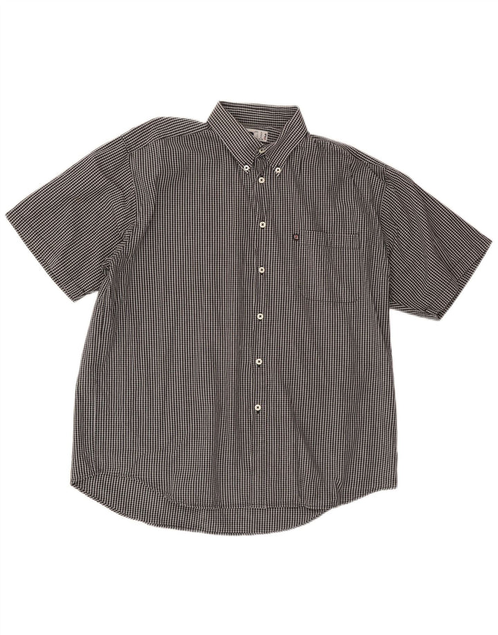 FILA kortærmet herreskjorte XL sort ternet bomuld