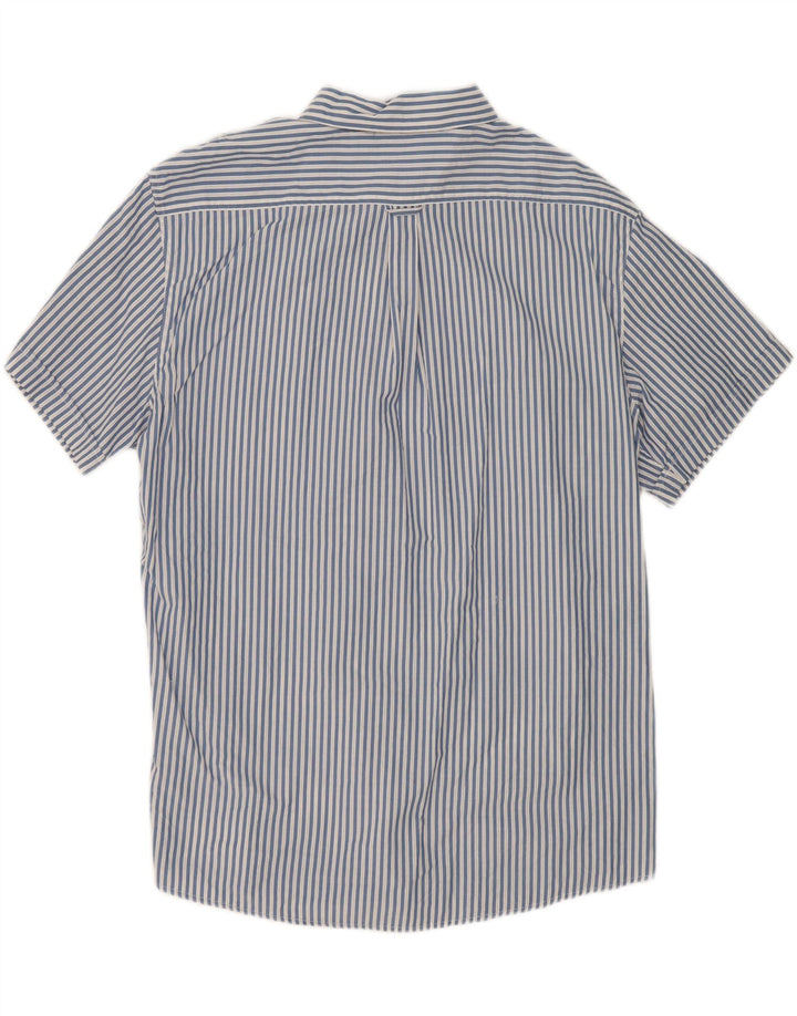 IZOD Mens Short Sleeve Shirt 2XL Blue Striped Cotton Vintage Izod and Second-Hand Izod from Messina Hembry 