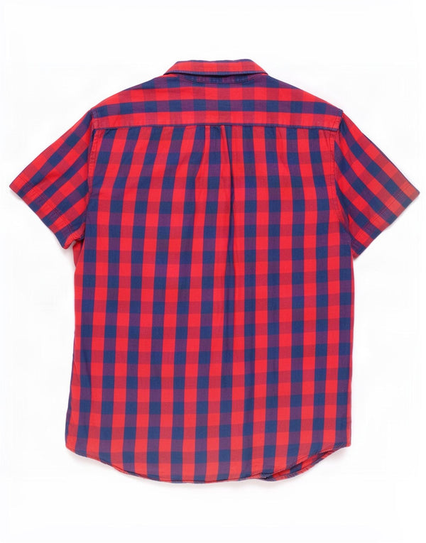 Wrangler Mens Short Sleeve Regular Fit Shirt Large Red Check Cotton