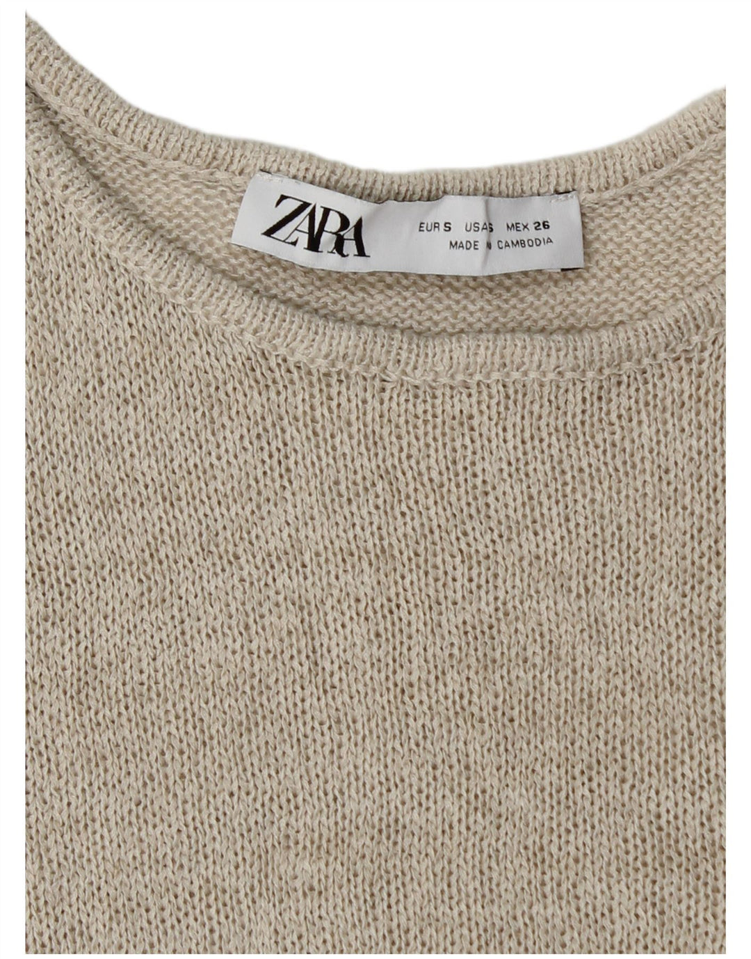 Zara Dame Crop Vest Tank Top UK 10 Small Beige