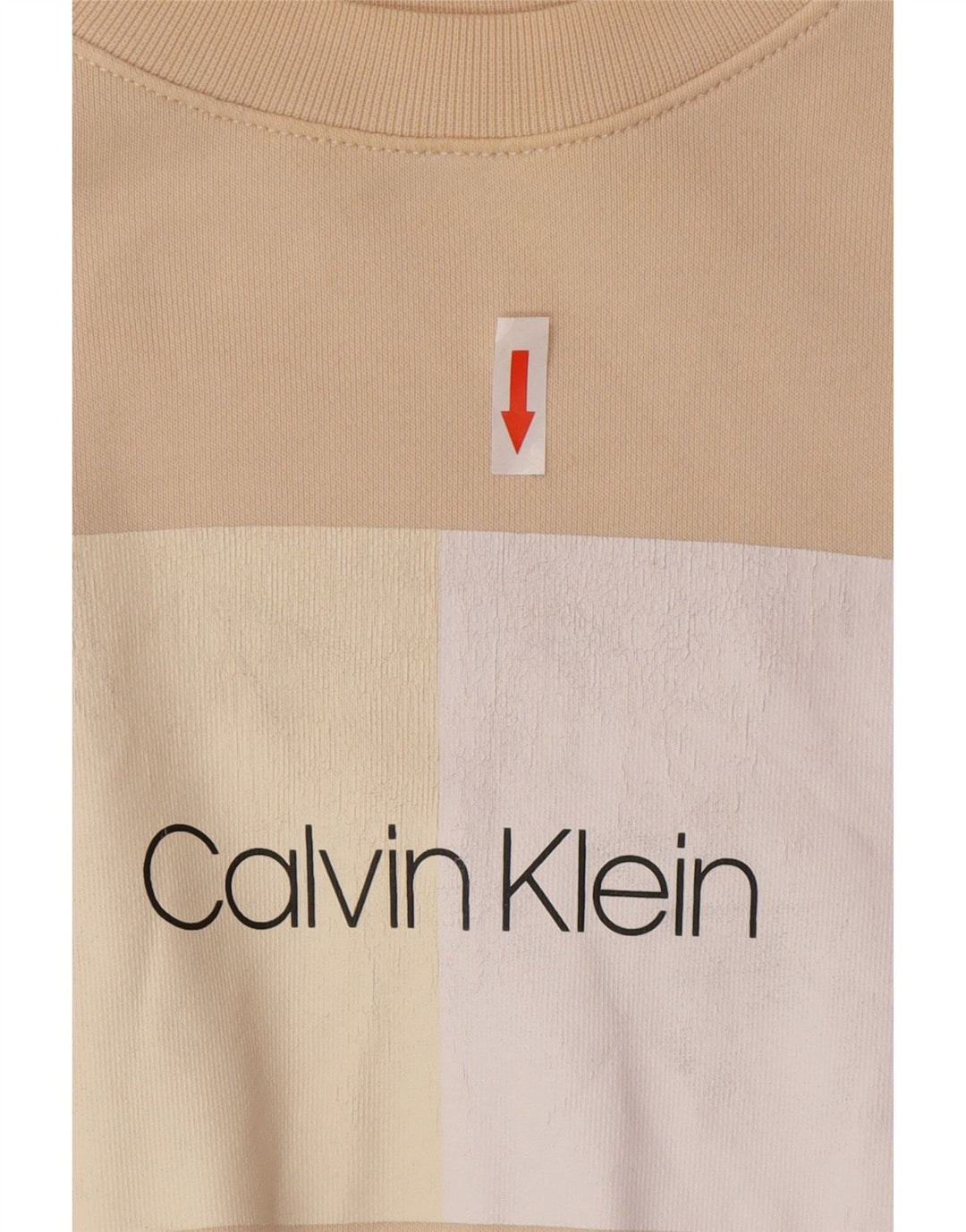 Calvin Klein Dame Grafisk Oversized Sweatshirt Jumper UK 10 Small Beige