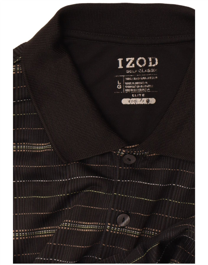 Izod Poloshirt til mænd Stor sort stribet polyester