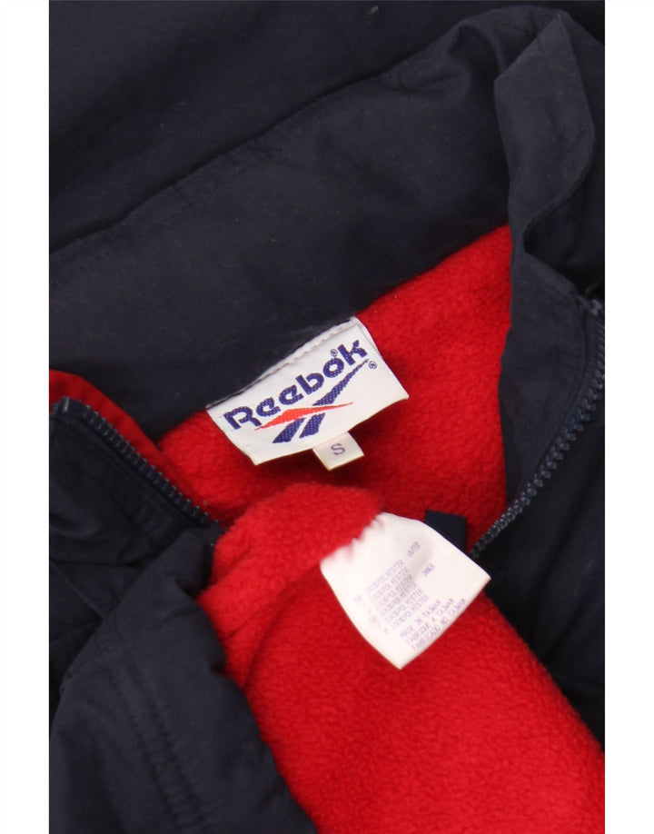 Reebok Herre Oversized Hooded Graphic Anorak Jacket UK 36 Small Navy Blue