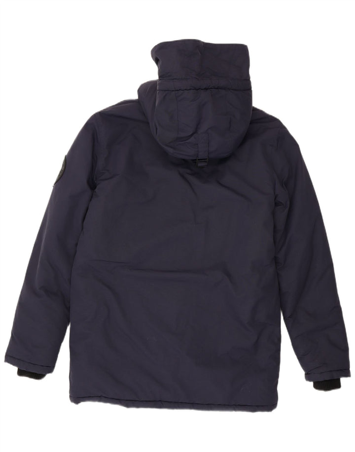 Superdry Polstret frakke med hætte til mænd UK 38 Medium marineblå nylon