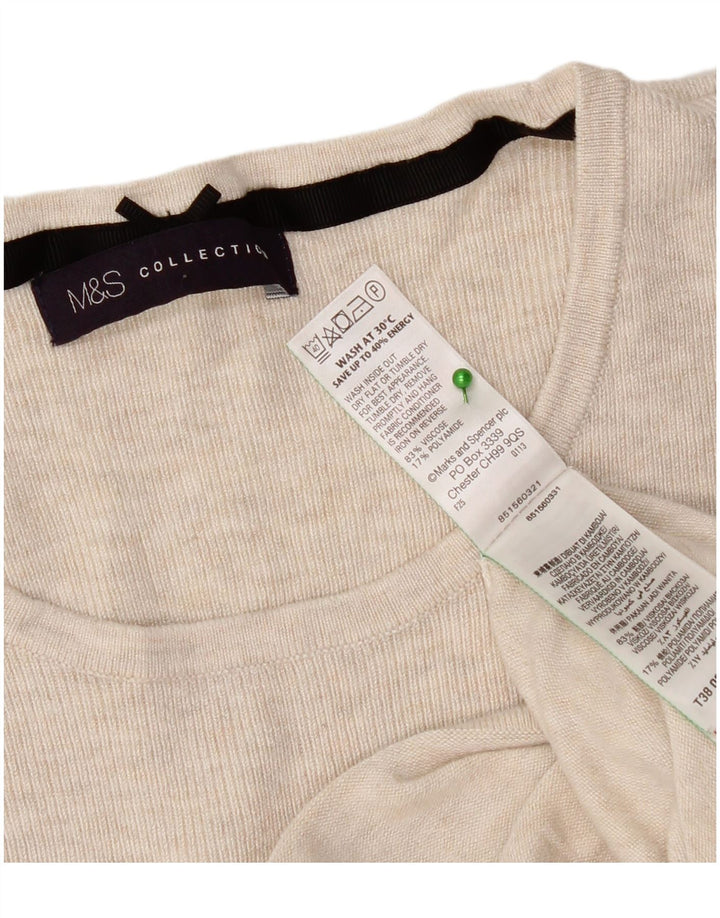 Marks & Spencer Dame Top 3/4 ærmer UK 12 Medium Beige Flecked Viscose
