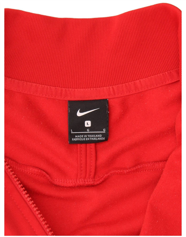 NIKE Mens Tracksuit Top Jacket Large Red Colourblock Polyester