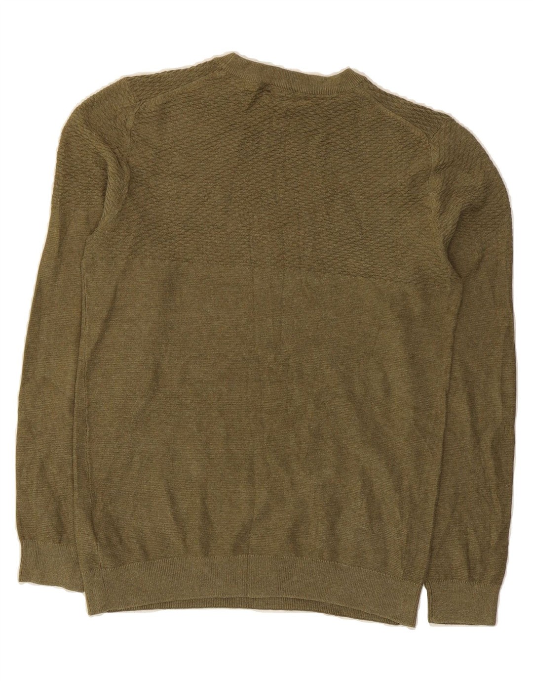 JACK & JONES Mens Crew Neck Jumper Sweater Small Khaki Cotton Vintage Jack & Jones and Second-Hand Jack & Jones from Messina Hembry 