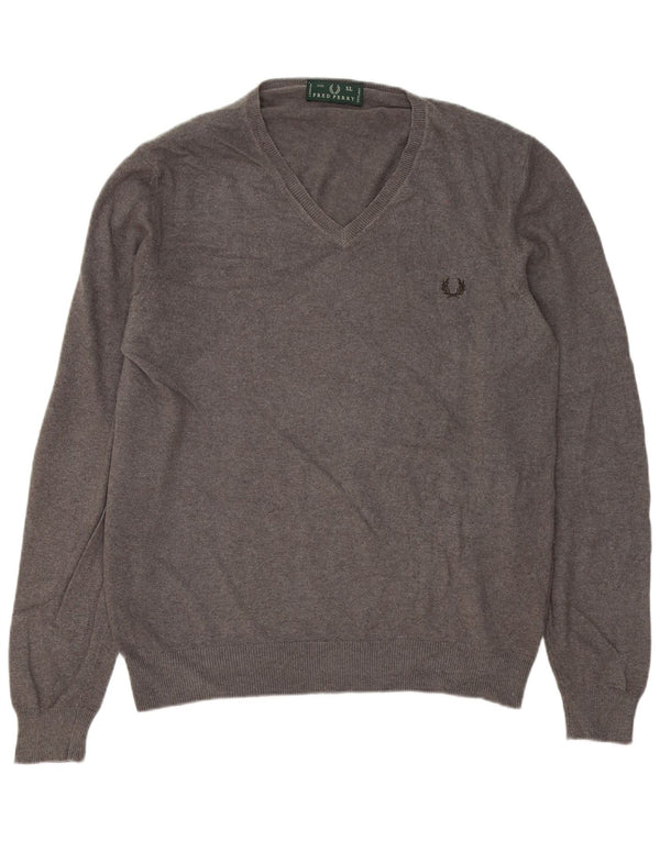 Fred Perry Herre V-hals sweater XL Grå uld