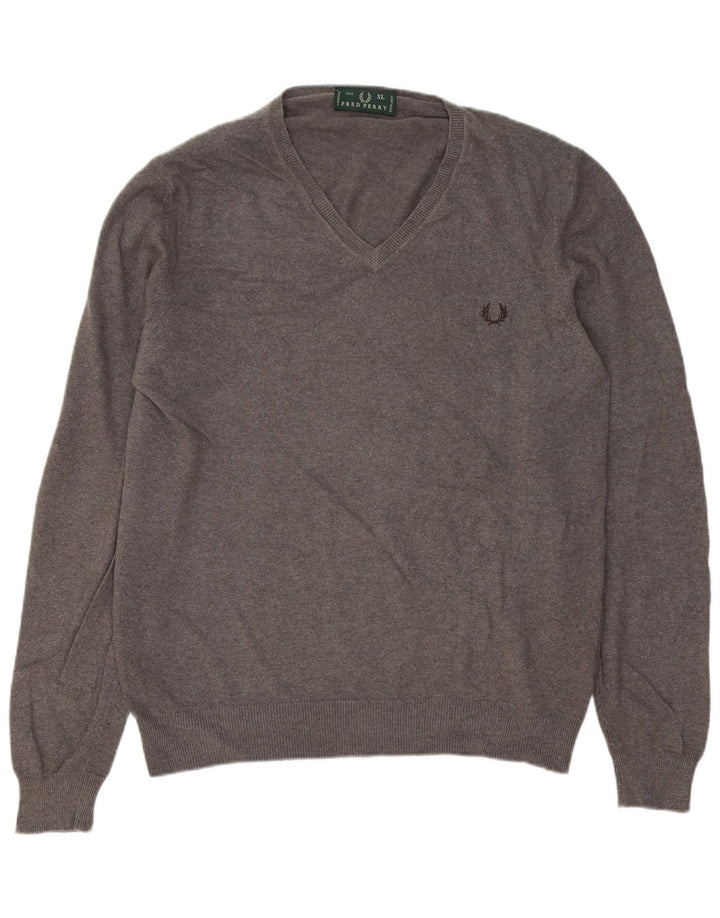 Fred Perry Herre V-hals sweater XL Grå uld