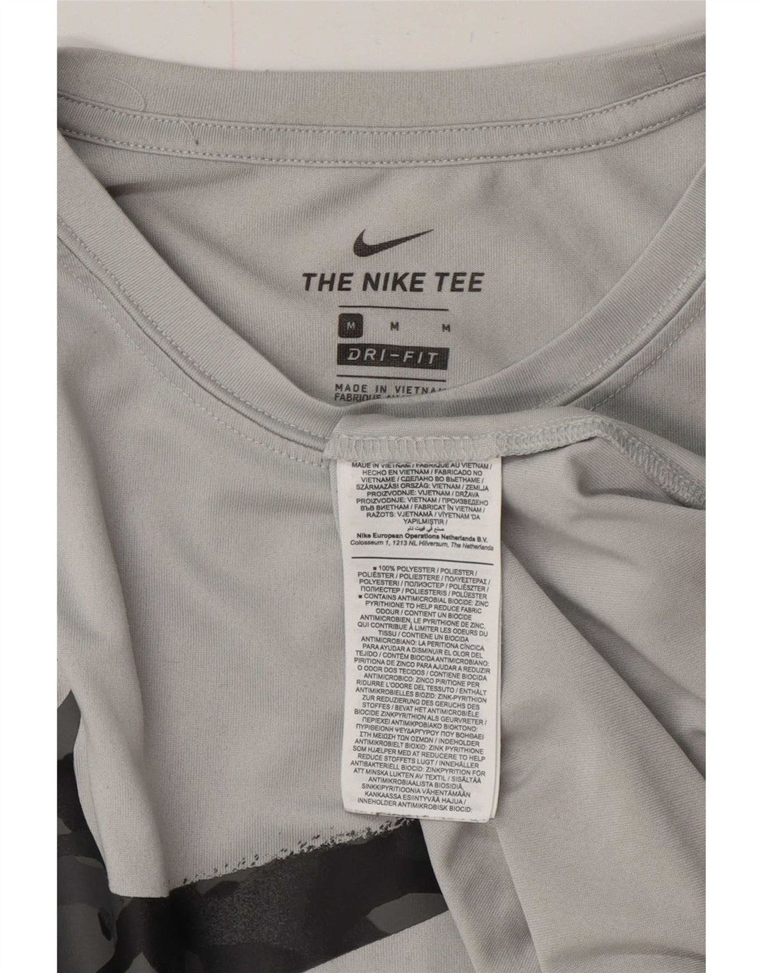 Nike Herre Dri Fit grafisk T-shirt top mellemgrå polyester