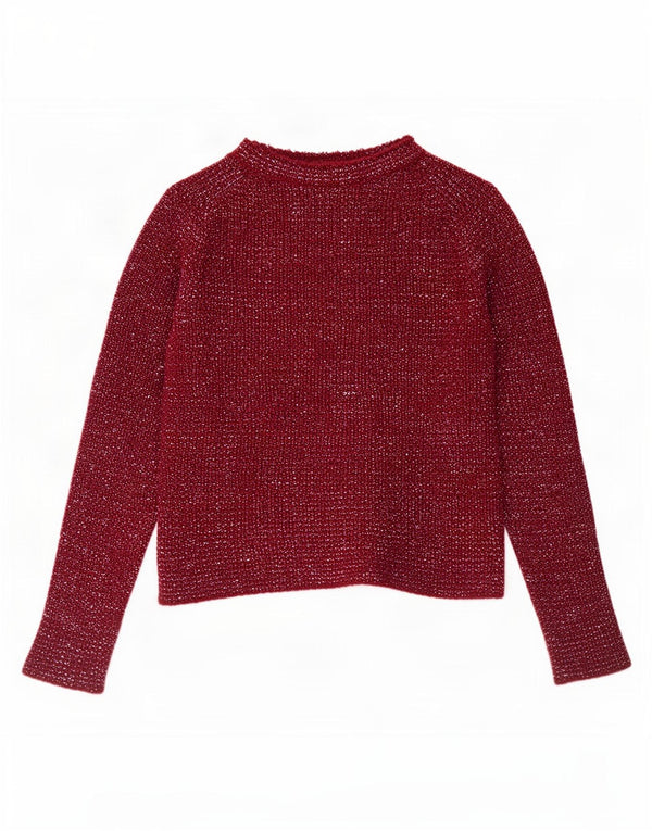 Massimo Dutti Womens Open Bolero Jumper UK 10 Small Bourgogne Flecked Wool