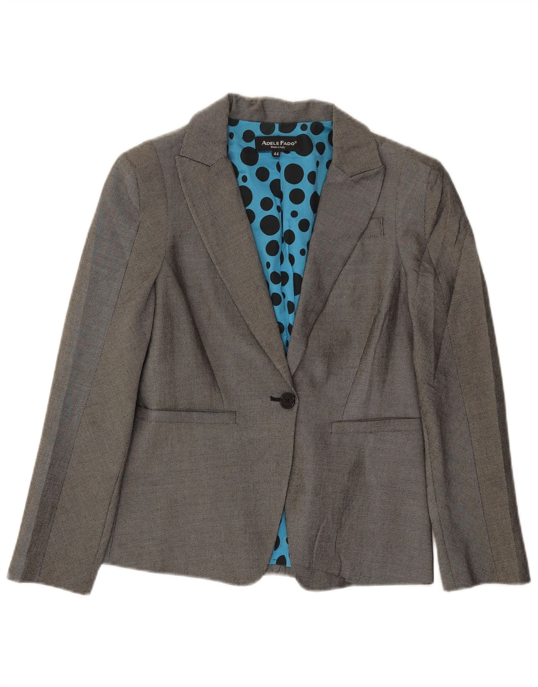 Adele Fado Dame 1 Knap Blazer Jakke IT 44 Medium Grå Uld