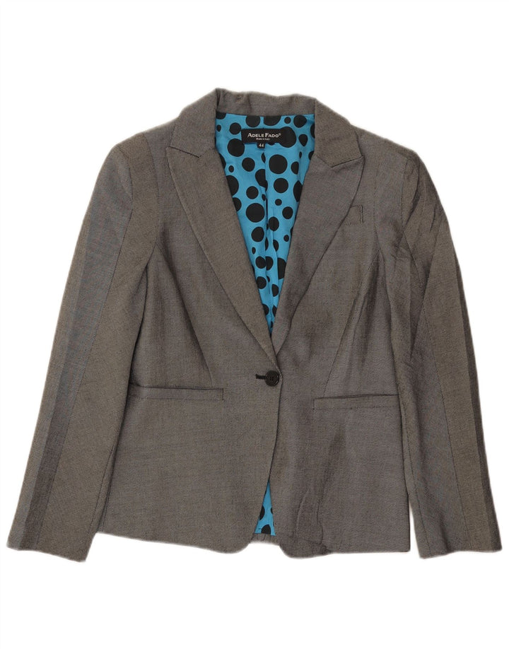 Adele Fado Dame 1 Knap Blazer Jakke IT 44 Medium Grå Uld